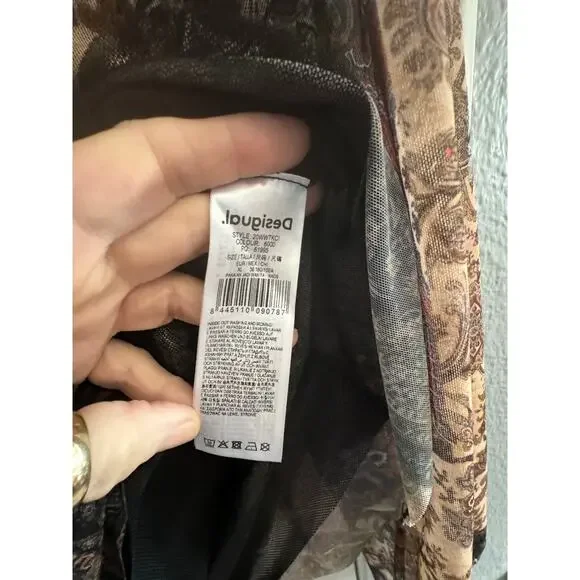 DESIGUAL NWT $115 Katrina Patchwork Look Lined Mesh Top Size US L - Picture 12 of 12